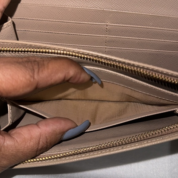 PRADA 1M1349 Saffiano Leather Long Snap Wallet Beige - Picture 16 of 17